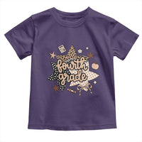 Fourth Grade Leopard Checkered Star Coquette Toddler T Shirt Cute 4th Grade Girl Back to School Gift