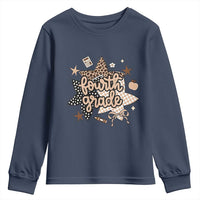Fourth Grade Leopard Checkered Star Coquette Youth Sweatshirt Cute 4th Grade Girl Back to School Gift