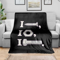 Funny Handyman Mechanic Adult Humor Throw Blanket I Screw I Nut I Bolt Rebus Hardware Innuendo Offensive Joke