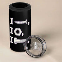 Funny Handyman Mechanic Adult Humor 4 in 1 Can Cooler Tumbler I Screw I Nut I Bolt Rebus Hardware Innuendo Offensive Joke
