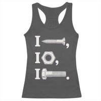 Funny Handyman Mechanic Adult Humor Racerback Tank Top I Screw I Nut I Bolt Rebus Hardware Innuendo Offensive Joke