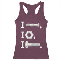 Funny Handyman Mechanic Adult Humor Racerback Tank Top I Screw I Nut I Bolt Rebus Hardware Innuendo Offensive Joke