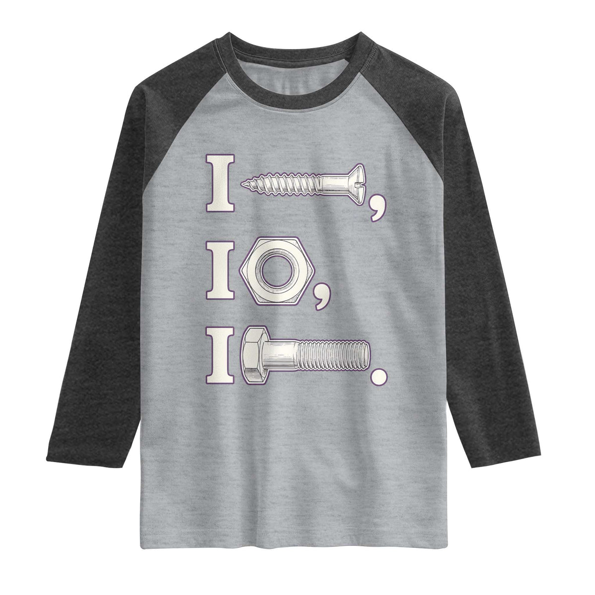 Funny Handyman Mechanic Adult Humor Raglan Shirt I Screw I Nut I Bolt Rebus Hardware Innuendo Offensive Joke