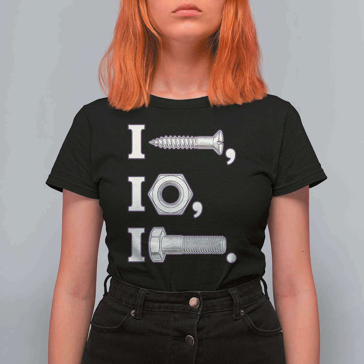 Funny Handyman Mechanic Adult Humor T Shirt For Women I Screw I Nut I Bolt Rebus Hardware Innuendo Offensive Joke