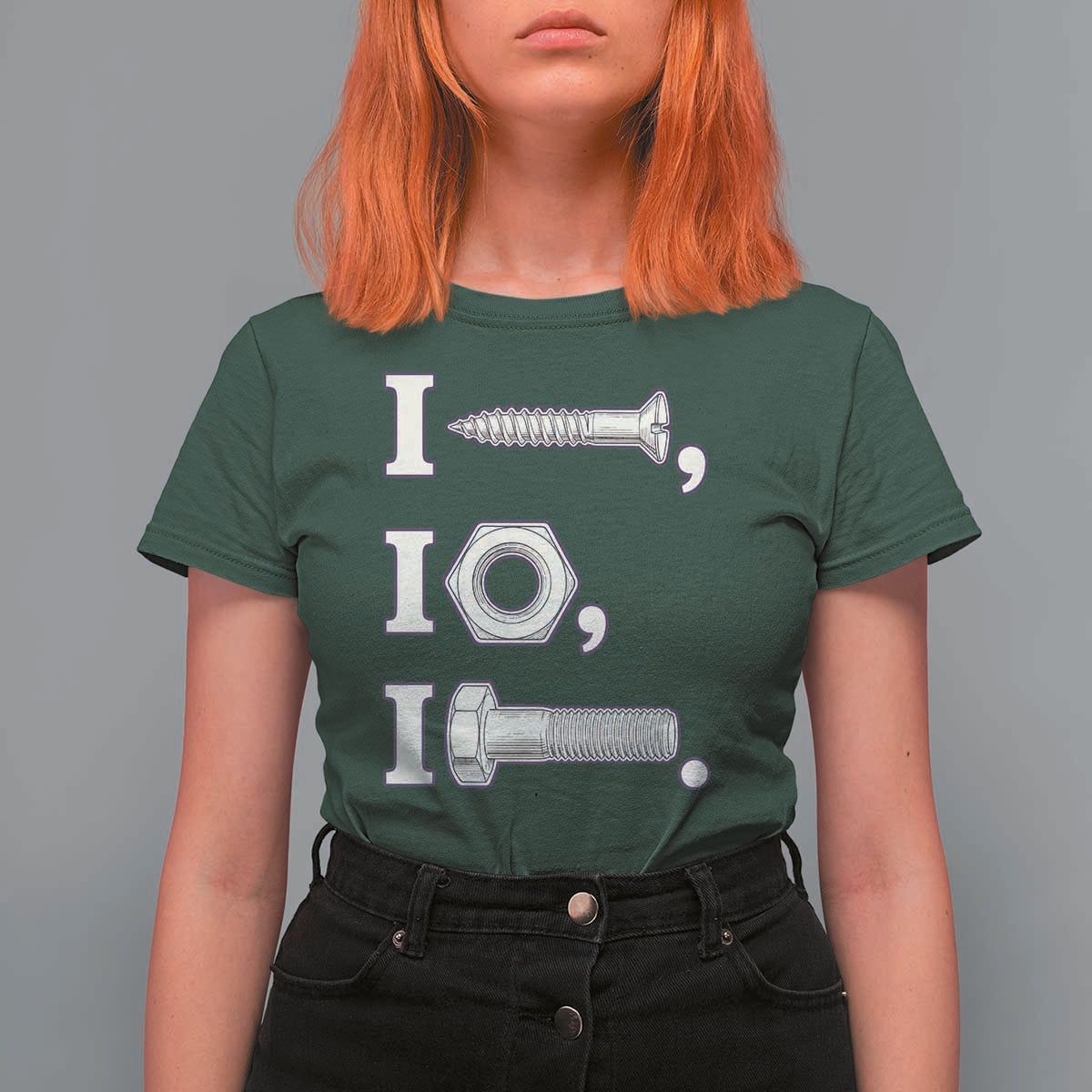 Funny Handyman Mechanic Adult Humor T Shirt For Women I Screw I Nut I Bolt Rebus Hardware Innuendo Offensive Joke