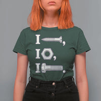 Funny Handyman Mechanic Adult Humor T Shirt For Women I Screw I Nut I Bolt Rebus Hardware Innuendo Offensive Joke