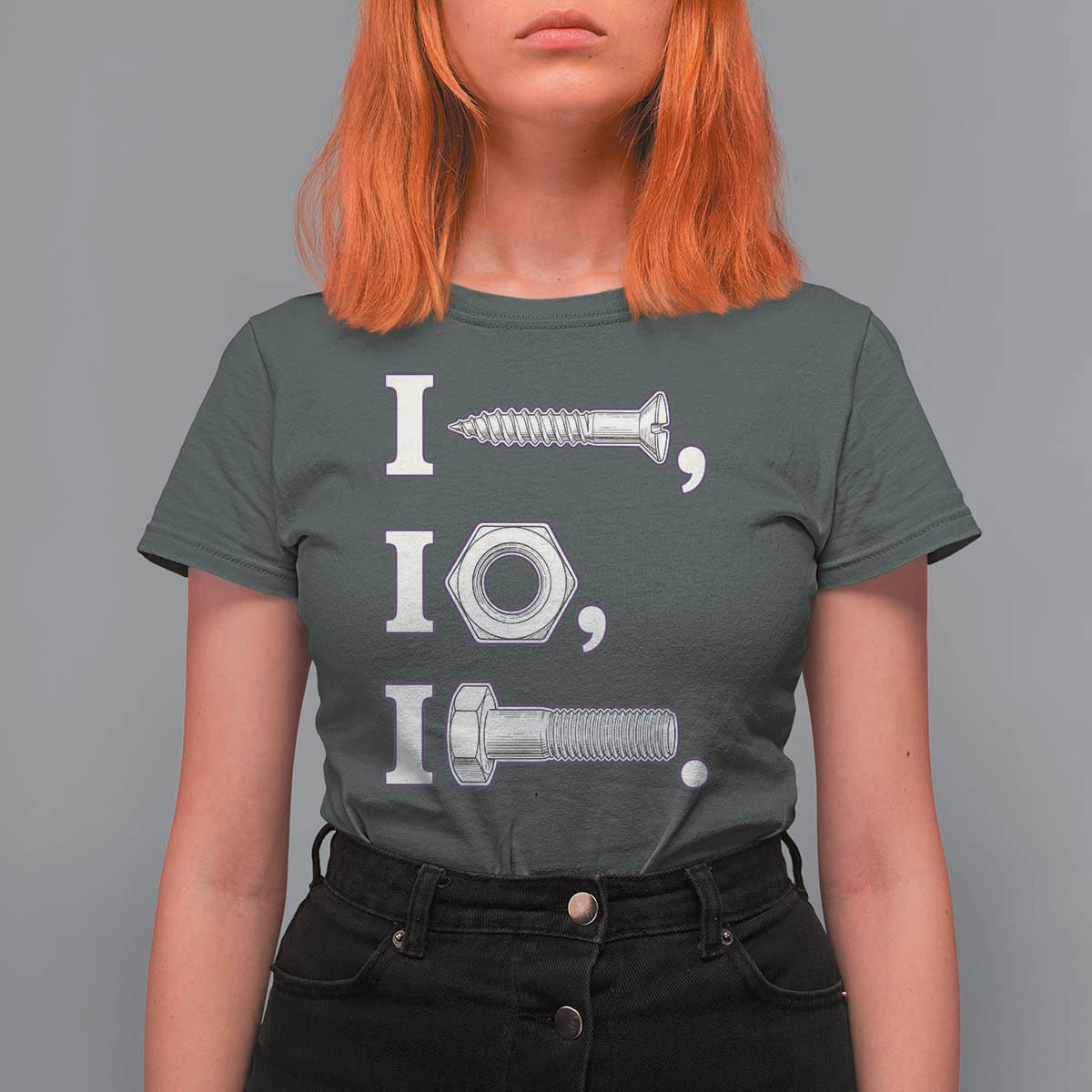Funny Handyman Mechanic Adult Humor T Shirt For Women I Screw I Nut I Bolt Rebus Hardware Innuendo Offensive Joke