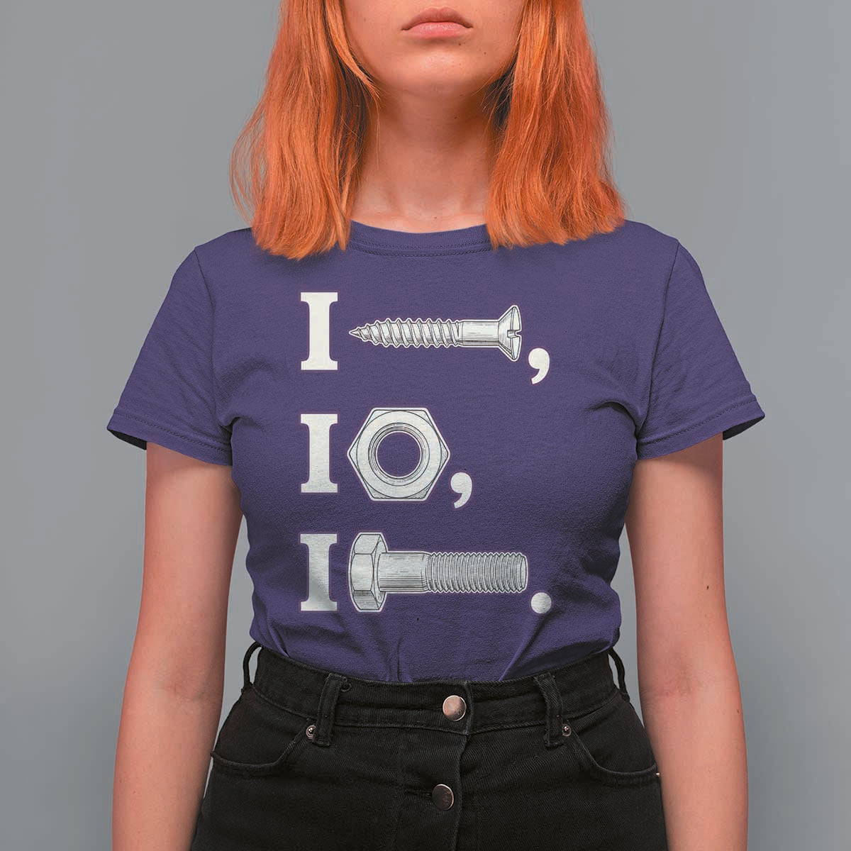 Funny Handyman Mechanic Adult Humor T Shirt For Women I Screw I Nut I Bolt Rebus Hardware Innuendo Offensive Joke