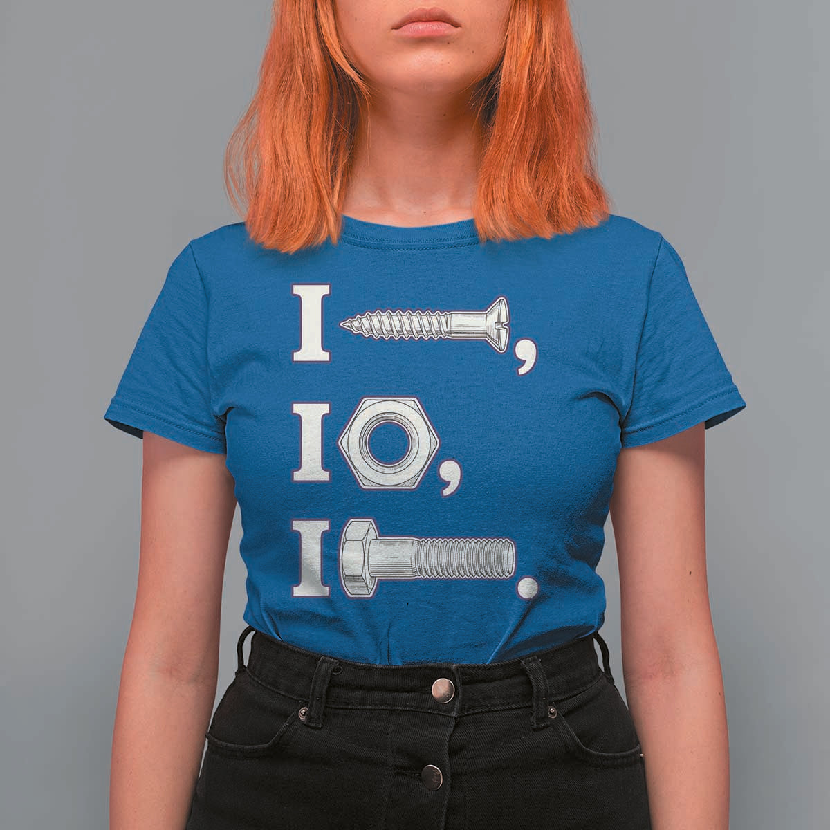 Funny Handyman Mechanic Adult Humor T Shirt For Women I Screw I Nut I Bolt Rebus Hardware Innuendo Offensive Joke