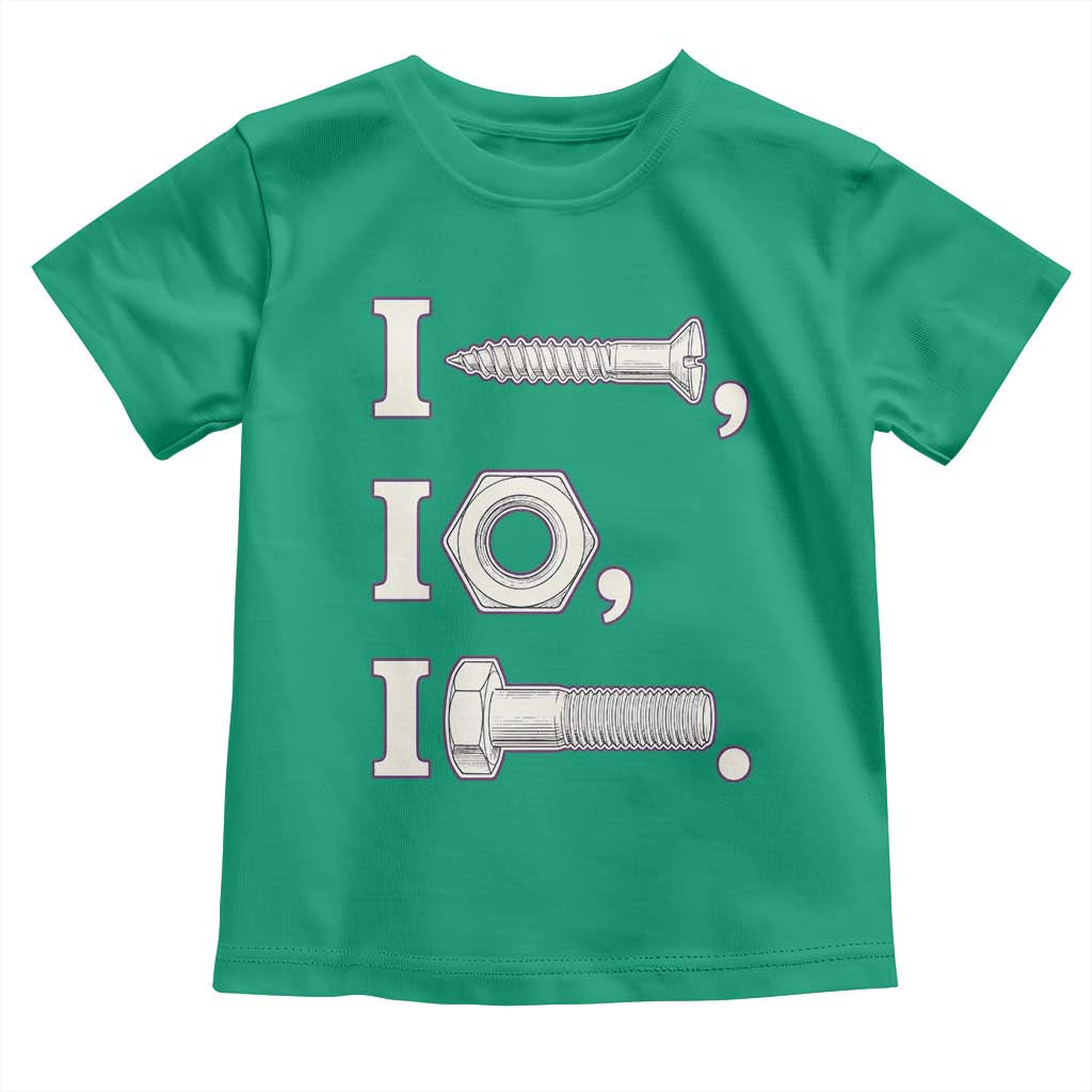 Funny Handyman Mechanic Adult Humor Toddler T Shirt I Screw I Nut I Bolt Rebus Hardware Innuendo Offensive Joke