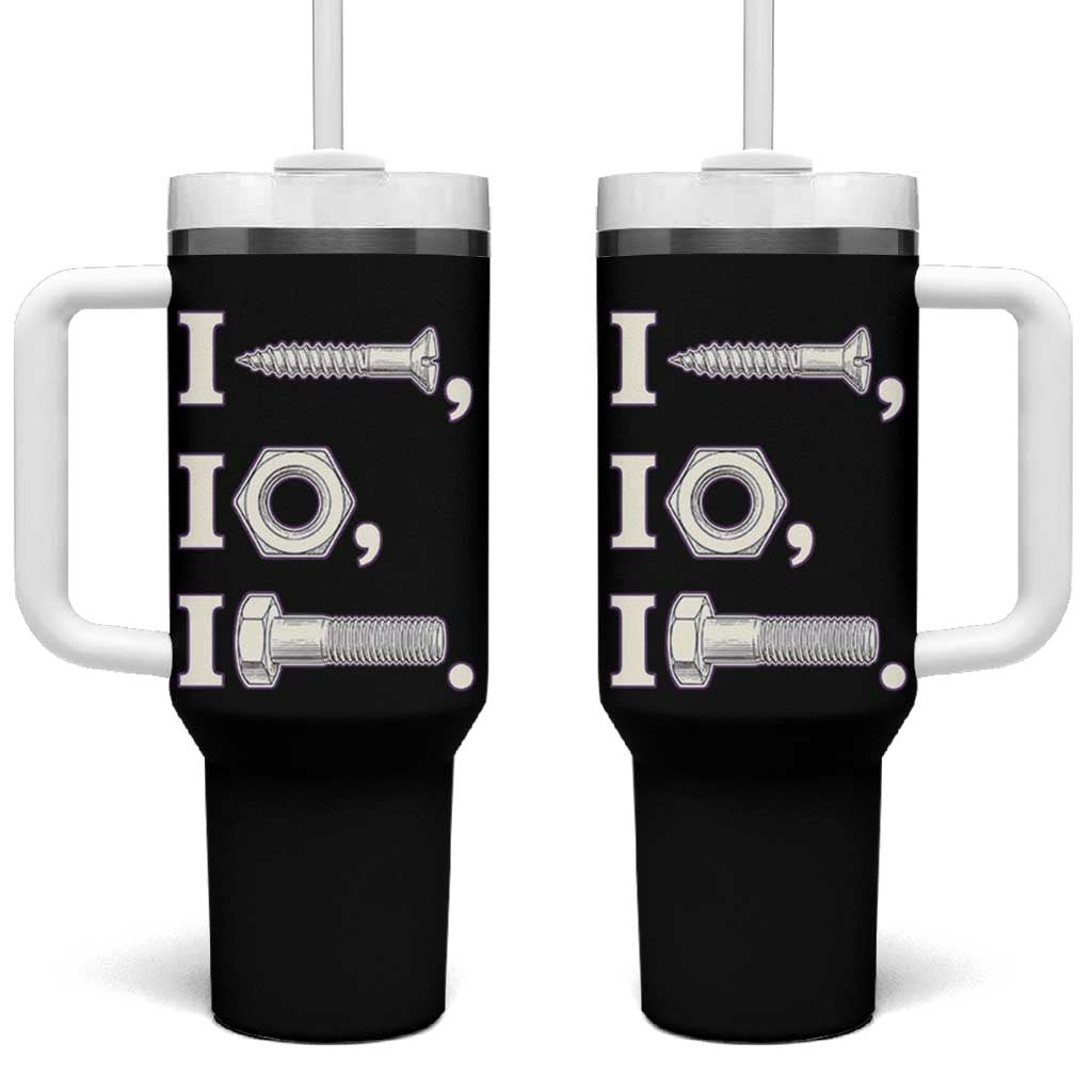 Funny Handyman Mechanic Adult Humor Tumbler With Handle I Screw I Nut I Bolt Rebus Hardware Innuendo Offensive Joke