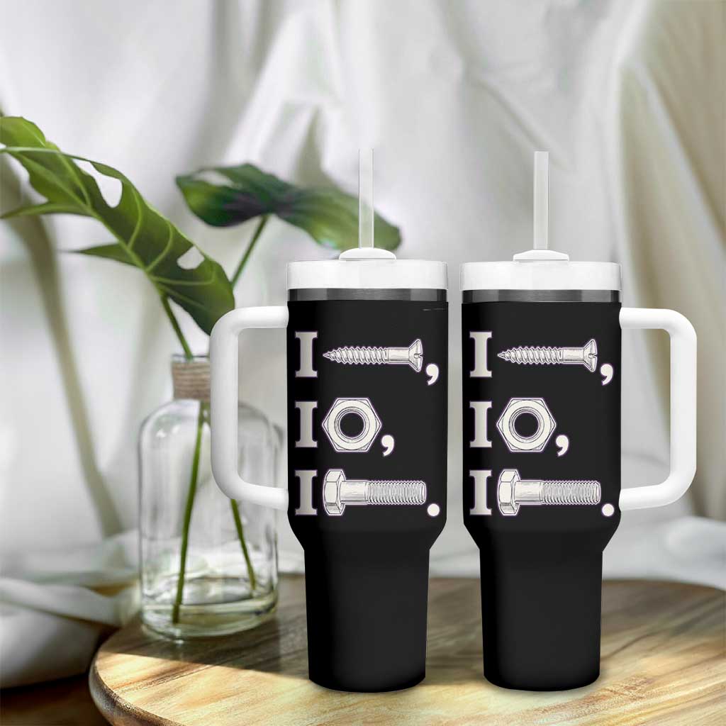 Funny Handyman Mechanic Adult Humor Tumbler With Handle I Screw I Nut I Bolt Rebus Hardware Innuendo Offensive Joke