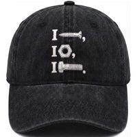 Funny Handyman Mechanic Adult Humor Washed Cotton Baseball Cap I Screw I Nut I Bolt Rebus Hardware Innuendo Offensive Joke