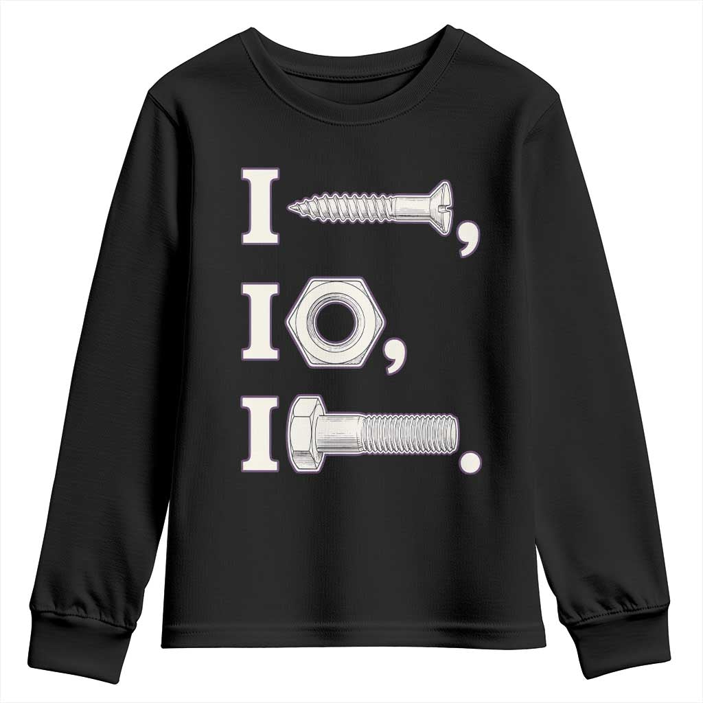 Funny Handyman Mechanic Adult Humor Youth Sweatshirt I Screw I Nut I Bolt Rebus Hardware Innuendo Offensive Joke