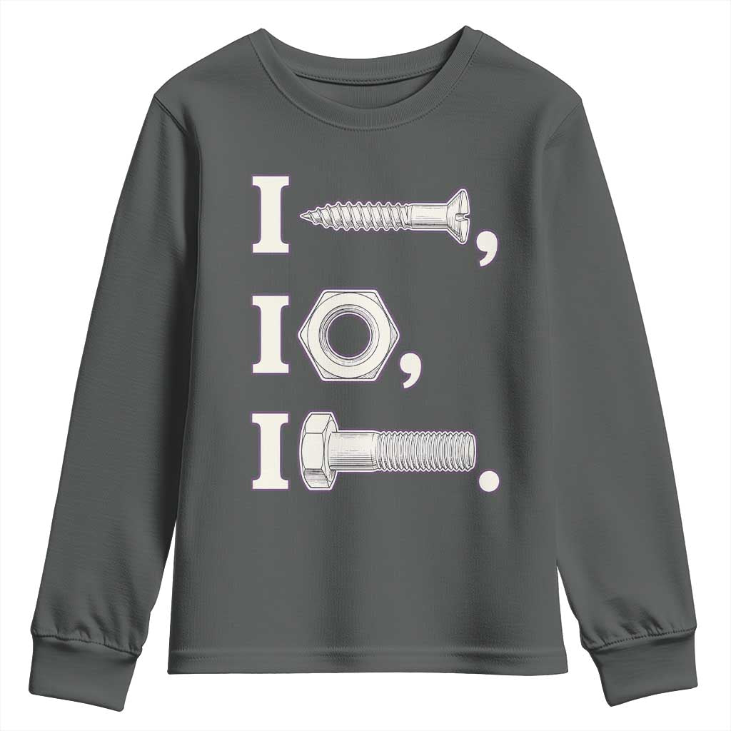 Funny Handyman Mechanic Adult Humor Youth Sweatshirt I Screw I Nut I Bolt Rebus Hardware Innuendo Offensive Joke