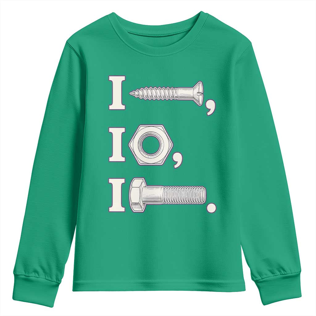 Funny Handyman Mechanic Adult Humor Youth Sweatshirt I Screw I Nut I Bolt Rebus Hardware Innuendo Offensive Joke