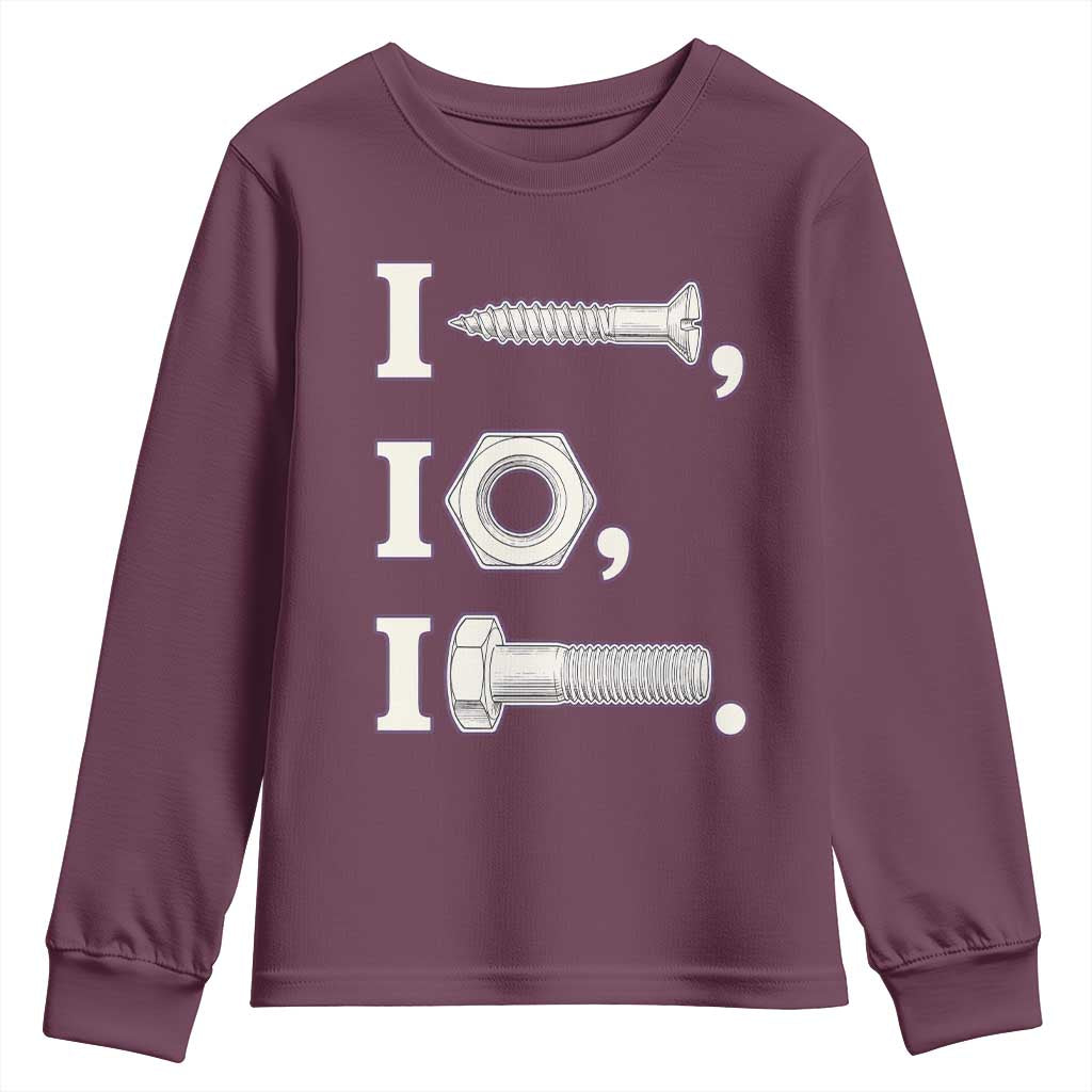 Funny Handyman Mechanic Adult Humor Youth Sweatshirt I Screw I Nut I Bolt Rebus Hardware Innuendo Offensive Joke