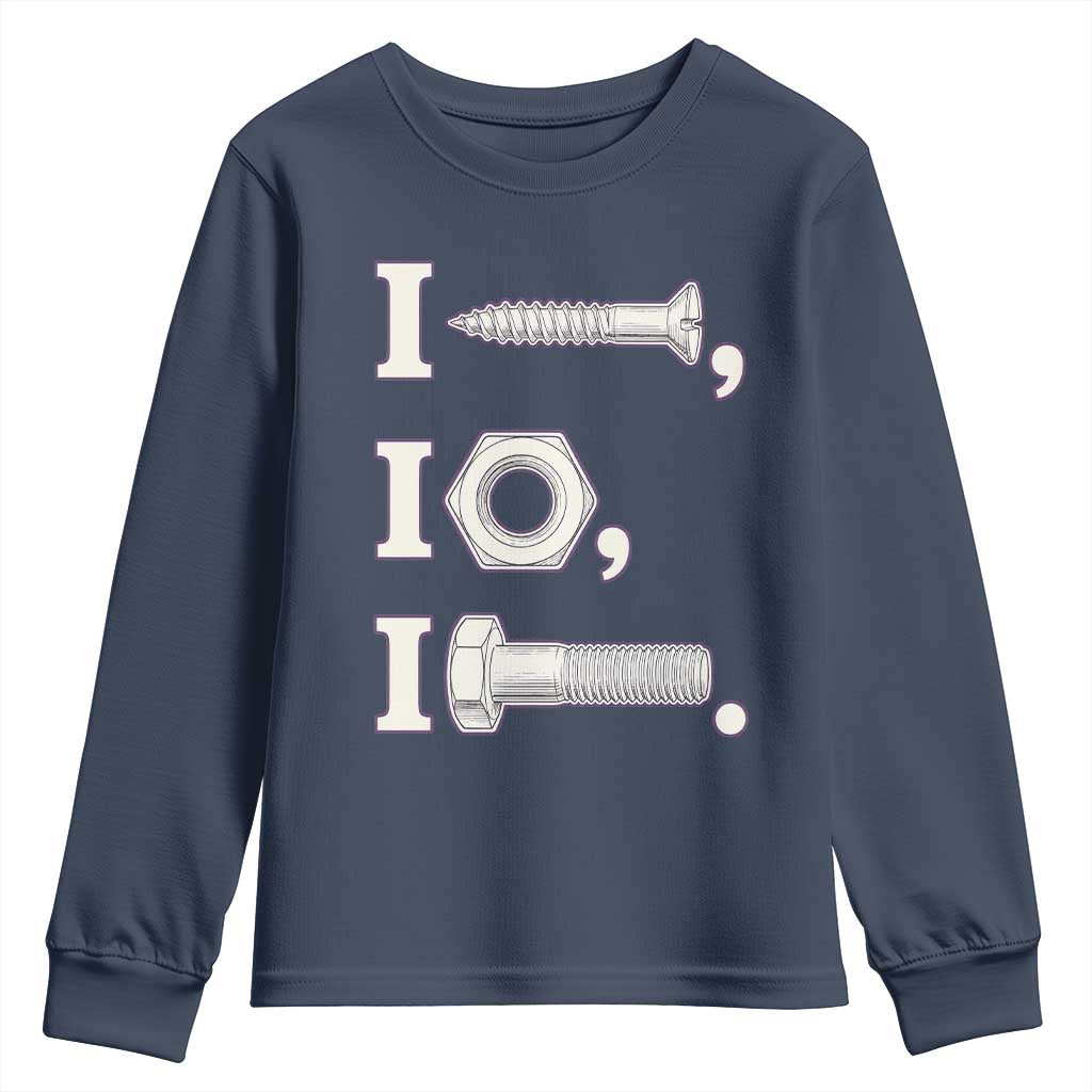 Funny Handyman Mechanic Adult Humor Youth Sweatshirt I Screw I Nut I Bolt Rebus Hardware Innuendo Offensive Joke