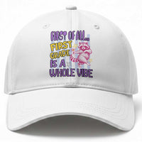 Cute Raccoon 1st Grade Student Teacher Preppy Style Baseball Cap First of All First Grade Is A Whole Vibe Back To School
