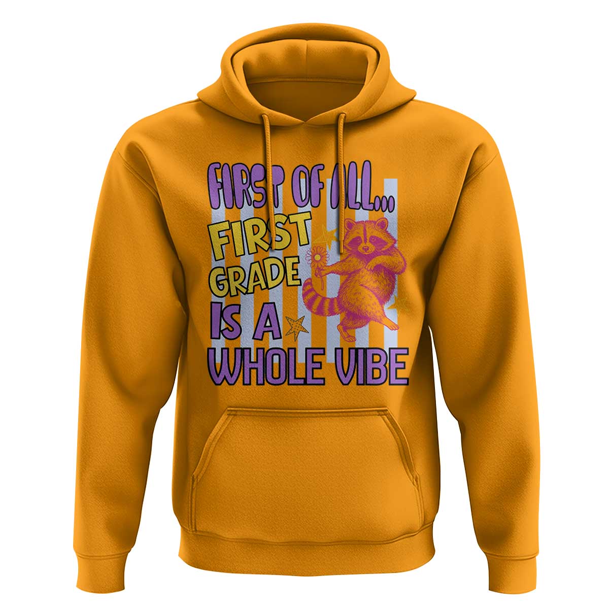 Cute Raccoon 1st Grade Student Teacher Preppy Style Hoodie First of All First Grade Is A Whole Vibe Back To School