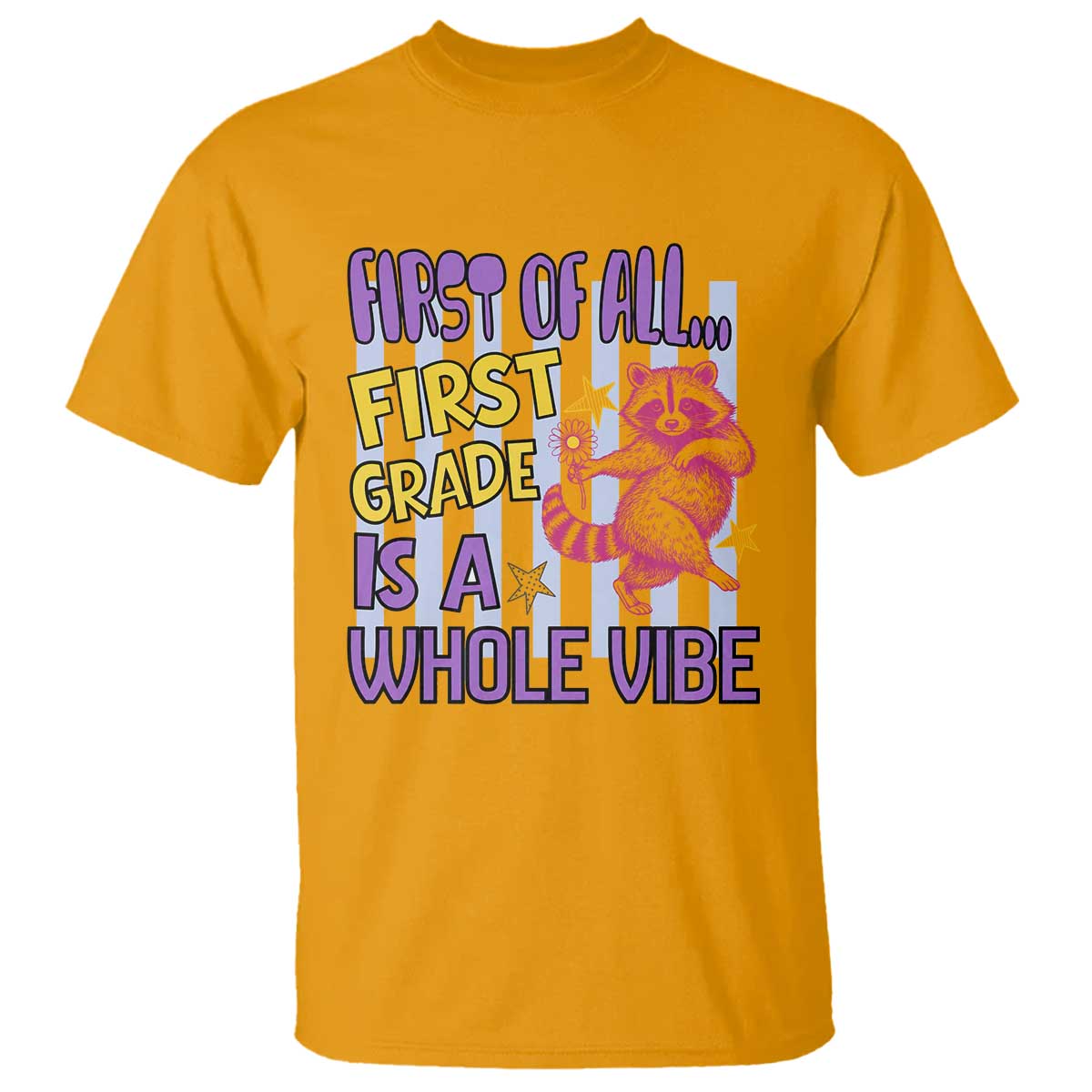Cute Raccoon 1st Grade Student Teacher Preppy Style T Shirt First of All First Grade Is A Whole Vibe Back To School