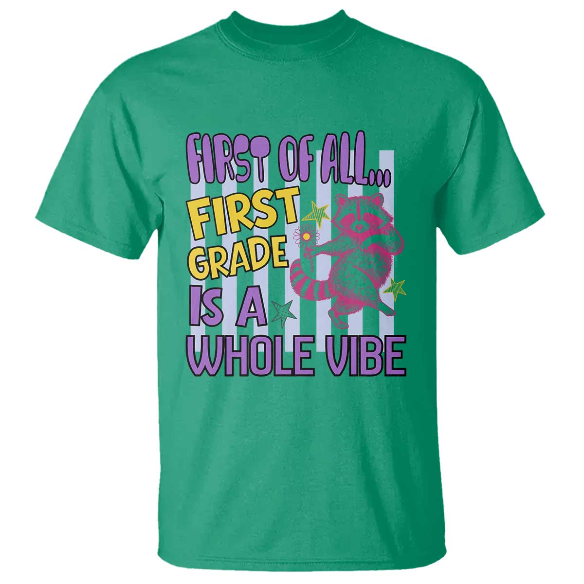 Cute Raccoon 1st Grade Student Teacher Preppy Style T Shirt First of All First Grade Is A Whole Vibe Back To School