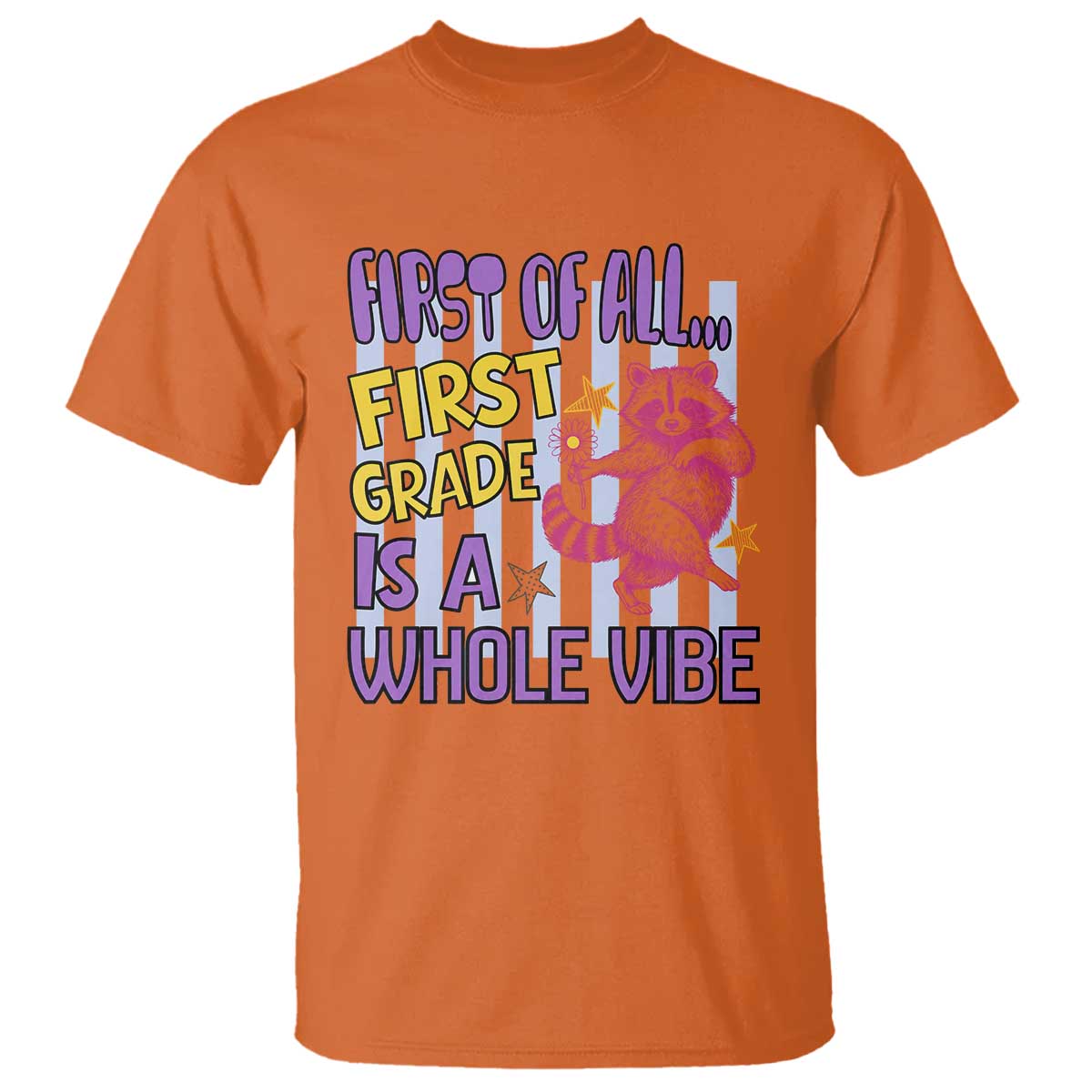 Cute Raccoon 1st Grade Student Teacher Preppy Style T Shirt First of All First Grade Is A Whole Vibe Back To School