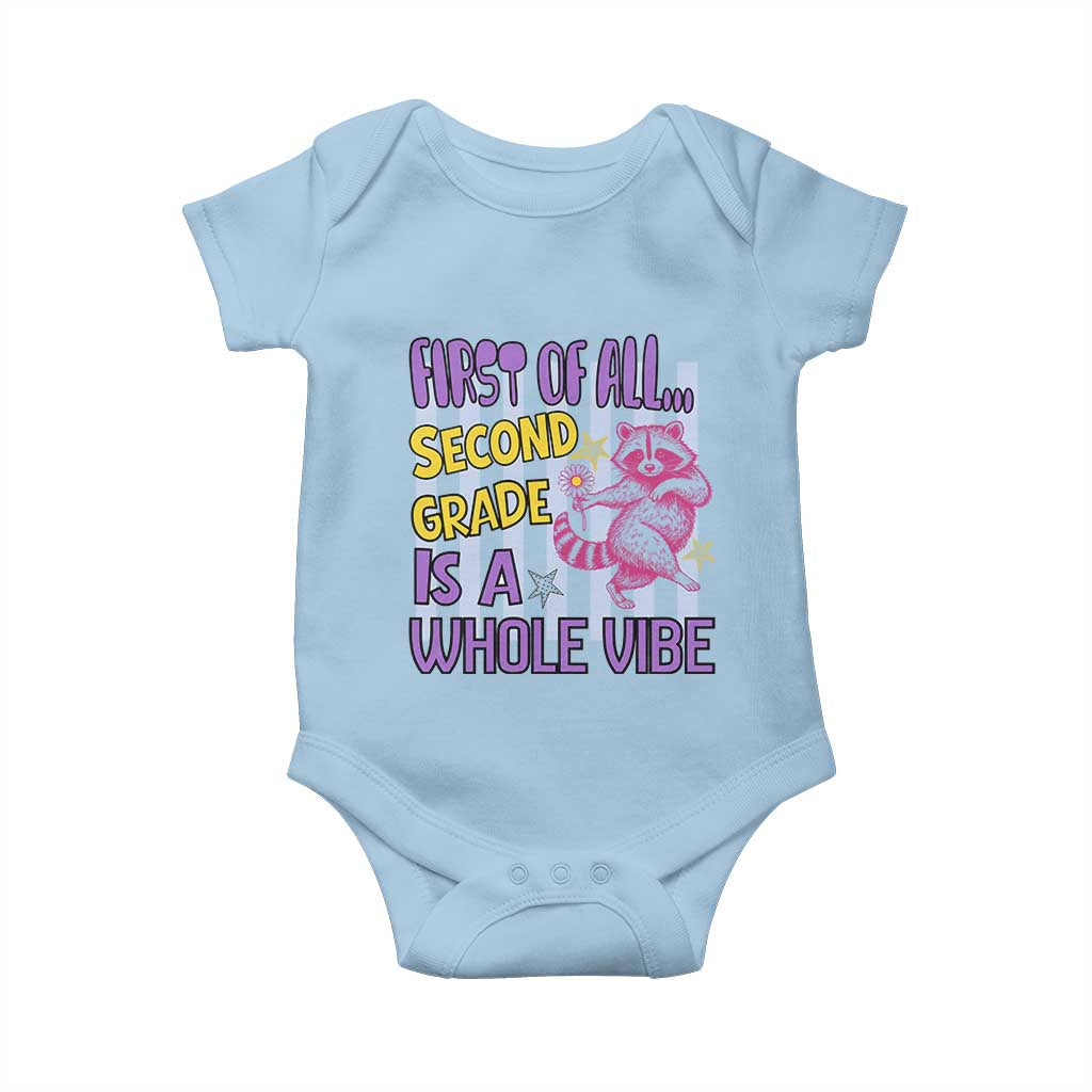 Cute Raccoon 2nd Grade Student Teacher Preppy Style Baby Onesie First of All Second Grade Is A Whole Vibe Back To School