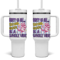 Cute Raccoon 2nd Grade Student Teacher Preppy Style Tumbler With Handle First of All Second Grade Is A Whole Vibe Back To School