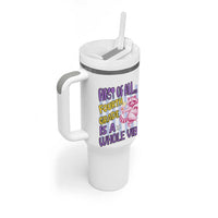 Cute Raccoon 4th Grade Student Teacher Preppy Style Tumbler With Handle First of All Fourth Grade Is A Whole Vibe Back To School