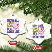 Cute Raccoon 5th Grade Student Teacher Preppy Style Ceramic Ornament First of All Fifth Grade Is A Whole Vibe Back To School