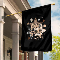 First Grade Leopard Checkered Star Coquette Garden Flag Cute 1st Grade Girl Back to School Gift