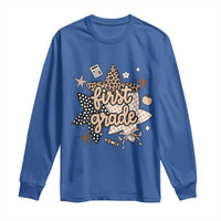 First Grade Leopard Checkered Star Coquette Long Sleeve Shirt Cute 1st Grade Girl Back to School Gift