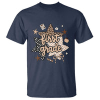 First Grade Leopard Checkered Star Coquette T Shirt Cute 1st Grade Girl Back to School Gift