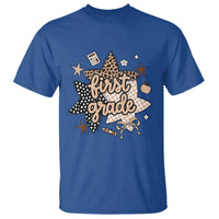 First Grade Leopard Checkered Star Coquette T Shirt Cute 1st Grade Girl Back to School Gift