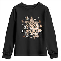 First Grade Leopard Checkered Star Coquette Youth Sweatshirt Cute 1st Grade Girl Back to School Gift