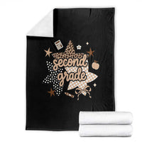 Second Grade Leopard Checkered Star Coquette Throw Blanket Cute 2nd Grade Girl Back to School Gift