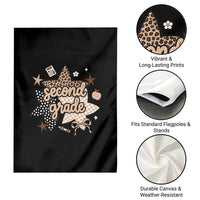 Second Grade Leopard Checkered Star Coquette Garden Flag Cute 2nd Grade Girl Back to School Gift