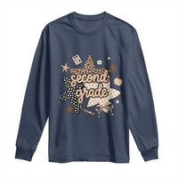 Second Grade Leopard Checkered Star Coquette Long Sleeve Shirt Cute 2nd Grade Girl Back to School Gift