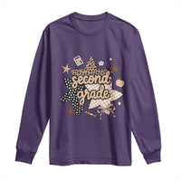 Second Grade Leopard Checkered Star Coquette Long Sleeve Shirt Cute 2nd Grade Girl Back to School Gift