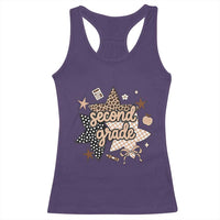 Second Grade Leopard Checkered Star Coquette Racerback Tank Top Cute 2nd Grade Girl Back to School Gift