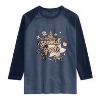 Second Grade Leopard Checkered Star Coquette Raglan Shirt Cute 2nd Grade Girl Back to School Gift