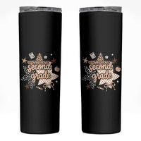 Second Grade Leopard Checkered Star Coquette Skinny Tumbler Cute 2nd Grade Girl Back to School Gift