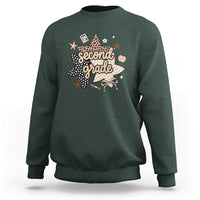 Second Grade Leopard Checkered Star Coquette Sweatshirt Cute 2nd Grade Girl Back to School Gift