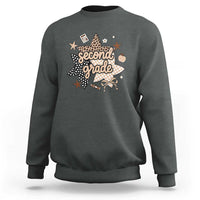 Second Grade Leopard Checkered Star Coquette Sweatshirt Cute 2nd Grade Girl Back to School Gift