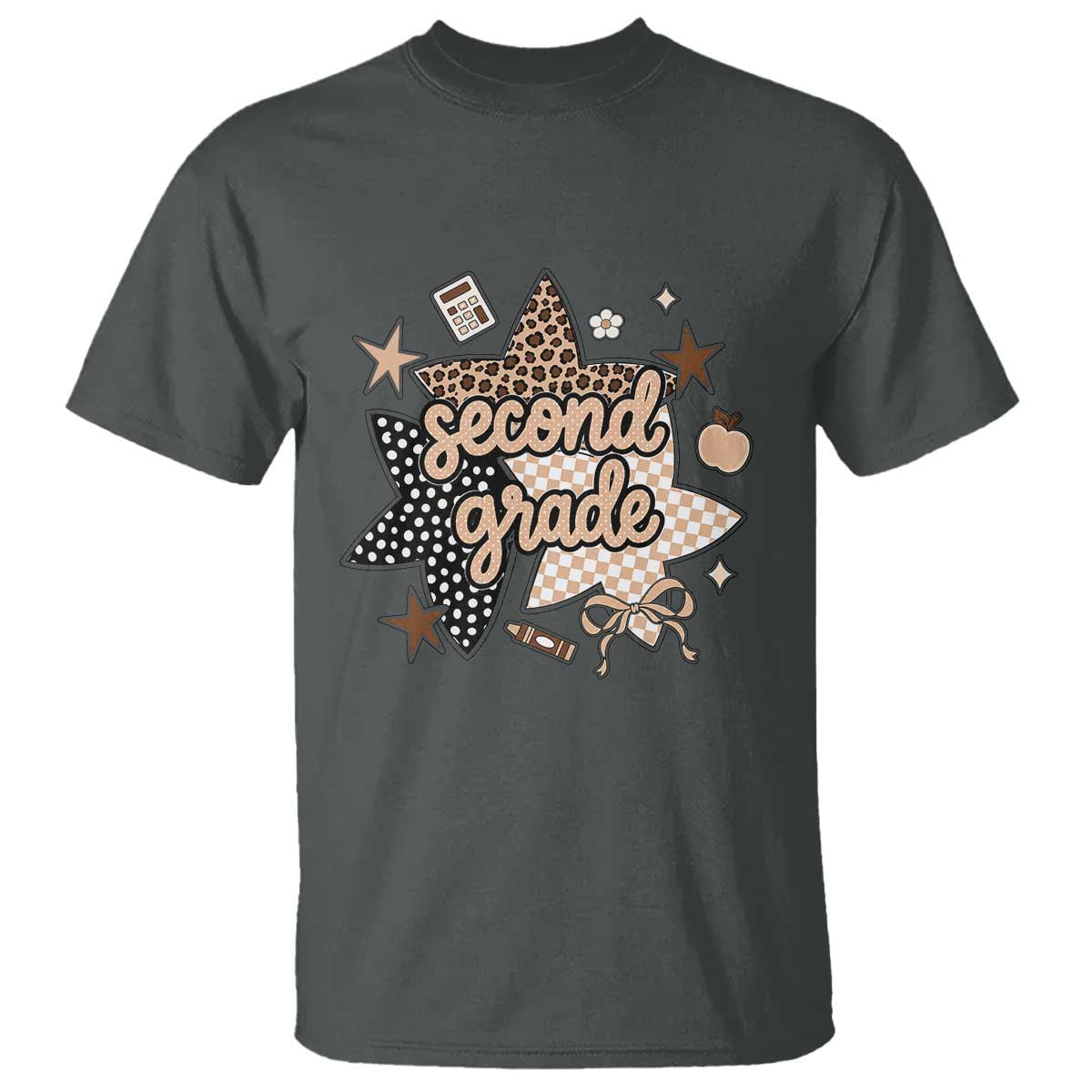 Second Grade Leopard Checkered Star Coquette T Shirt Cute 2nd Grade Girl Back to School Gift