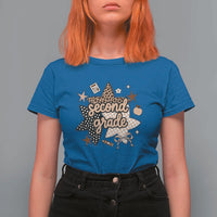 Second Grade Leopard Checkered Star Coquette T Shirt For Women Cute 2nd Grade Girl Back to School Gift