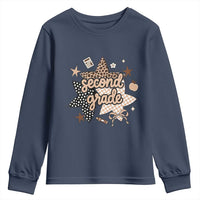 Second Grade Leopard Checkered Star Coquette Youth Sweatshirt Cute 2nd Grade Girl Back to School Gift