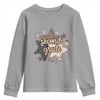 Second Grade Leopard Checkered Star Coquette Youth Sweatshirt Cute 2nd Grade Girl Back to School Gift