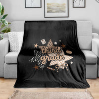 Third Grade Leopard Checkered Star Coquette Throw Blanket Cute 3rd Grade Girl Back to School Gift